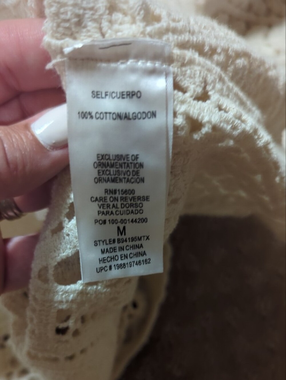 Democracy Cream Crochet Lace Peplum Blouse - Picture 4 of 4